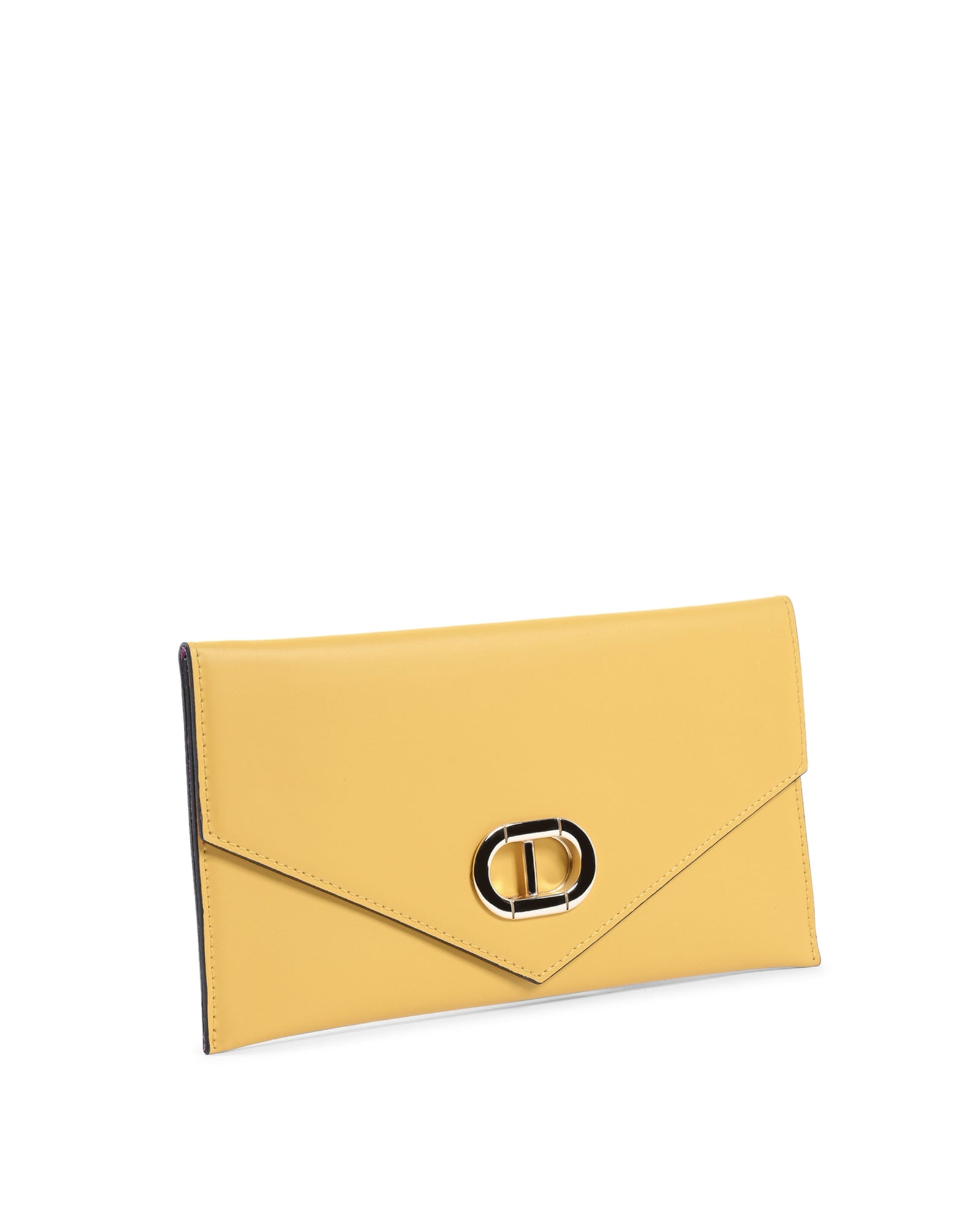 Leather Envelope Clutch Yellow