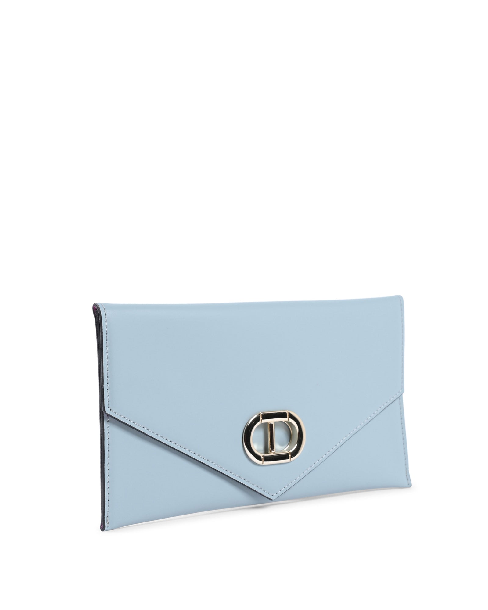 Leather Envelope Clutch - Light Blue