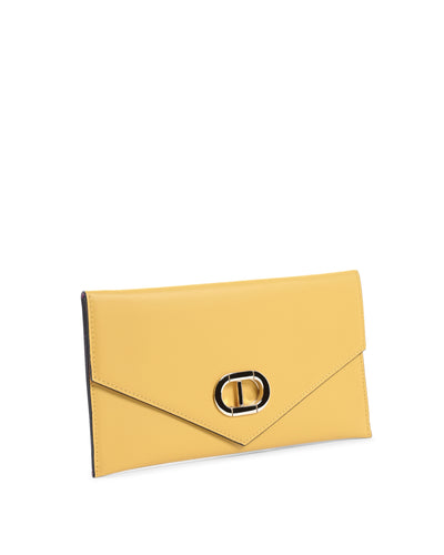 Leather Envelope Clutch Yellow