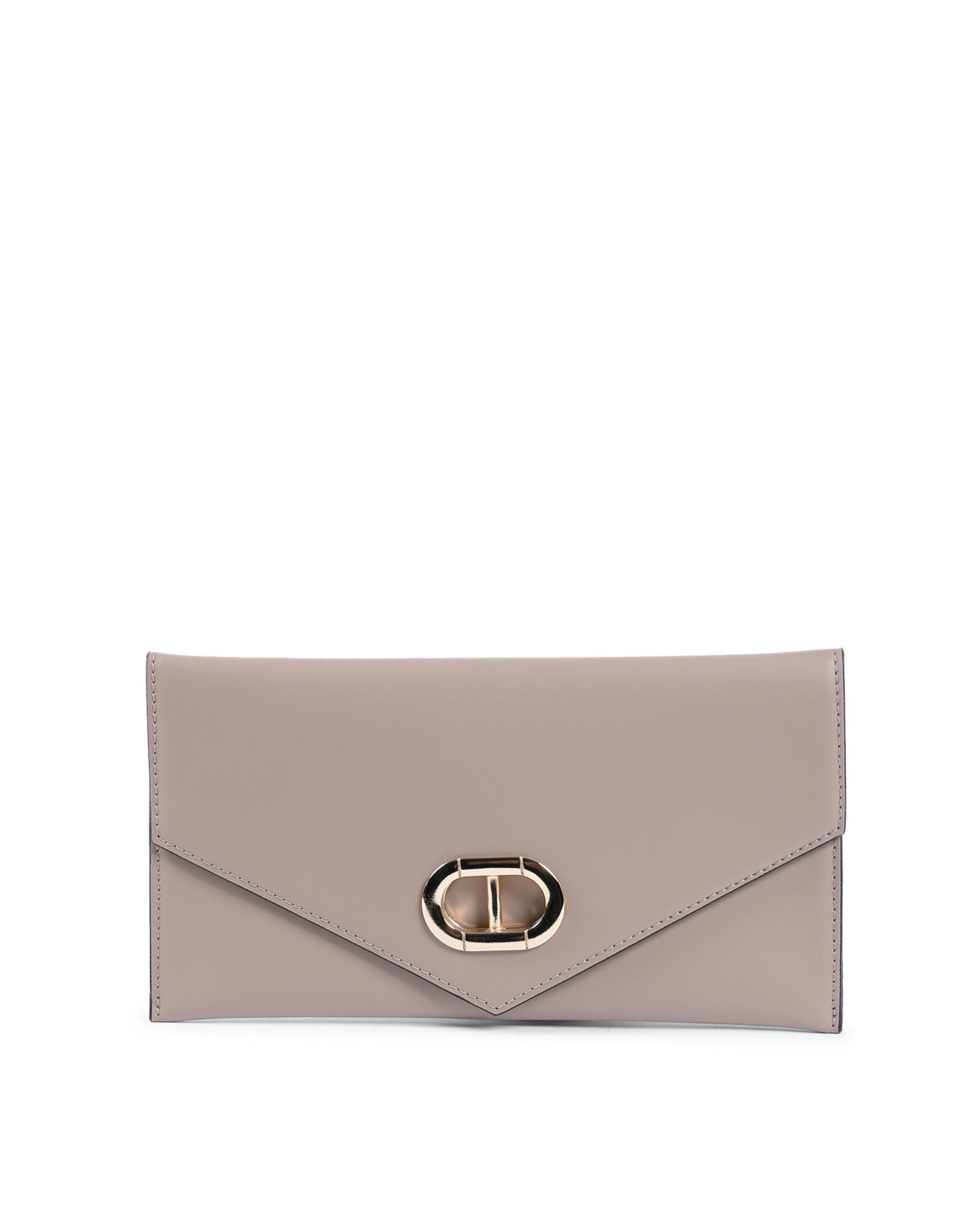 Leather Envelope Clutch Nude
