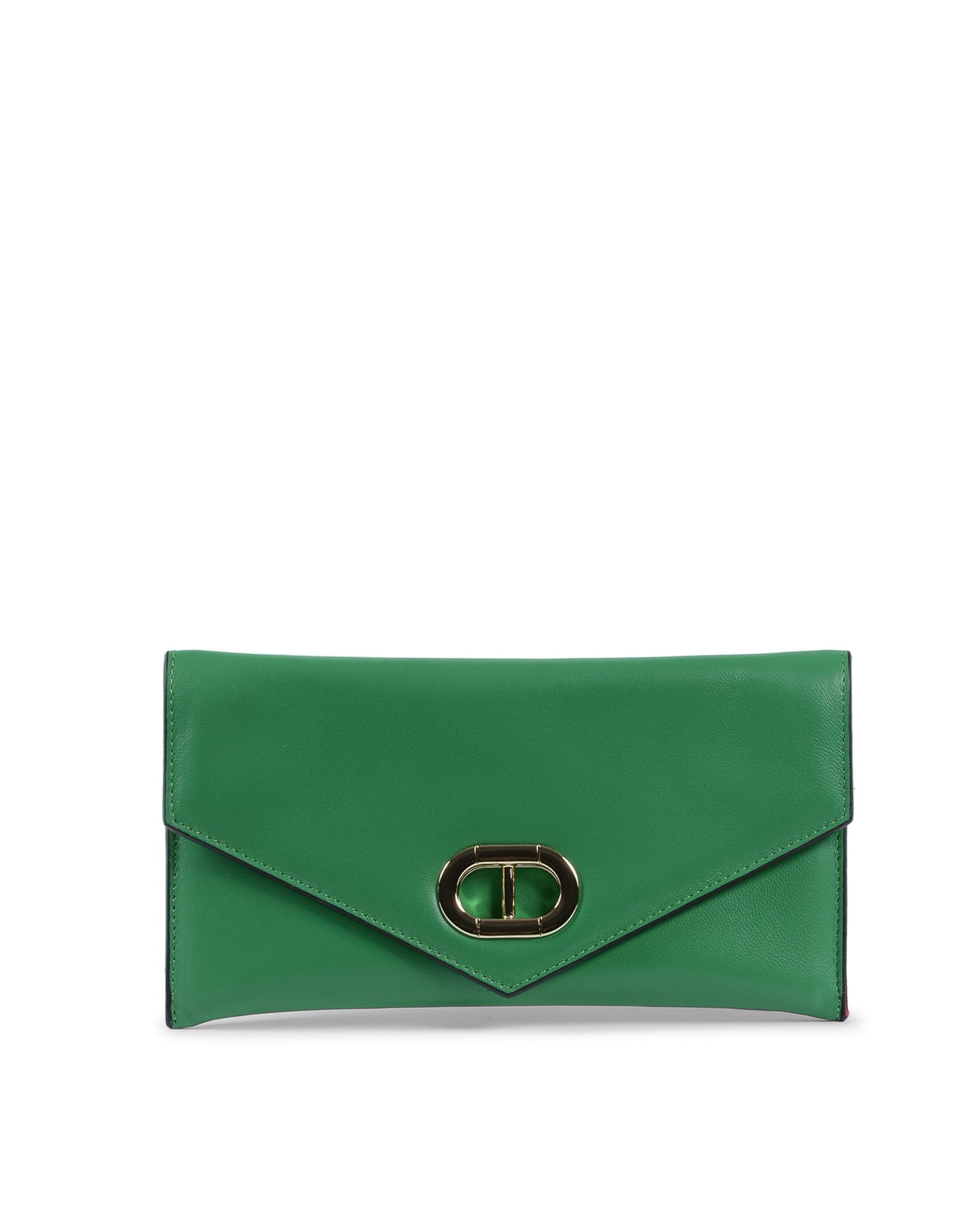 Leather Envelope Clutch Green