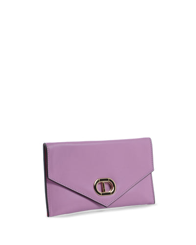Leather Envelope Clutch Purple