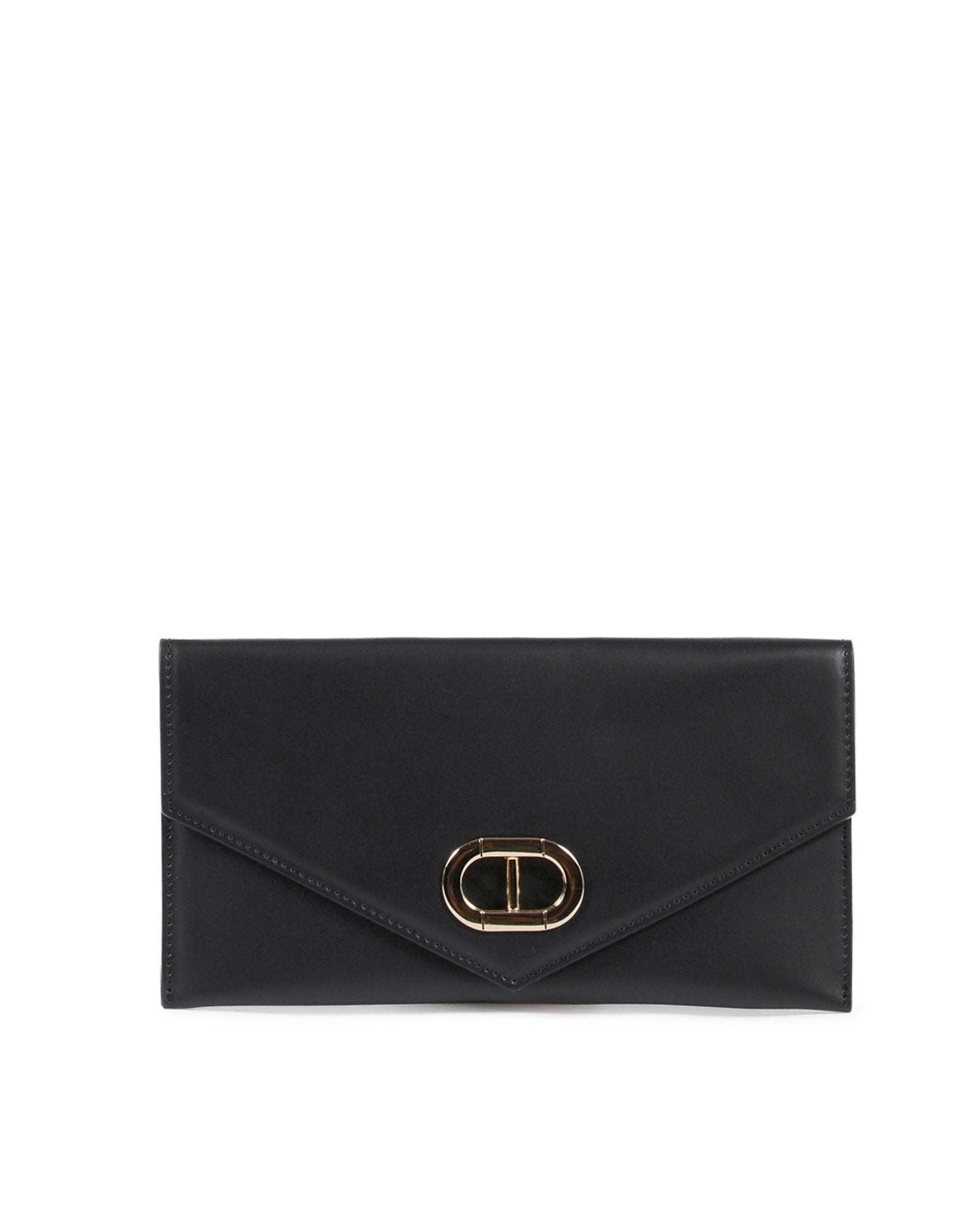 Leather Envelope Clutch Black